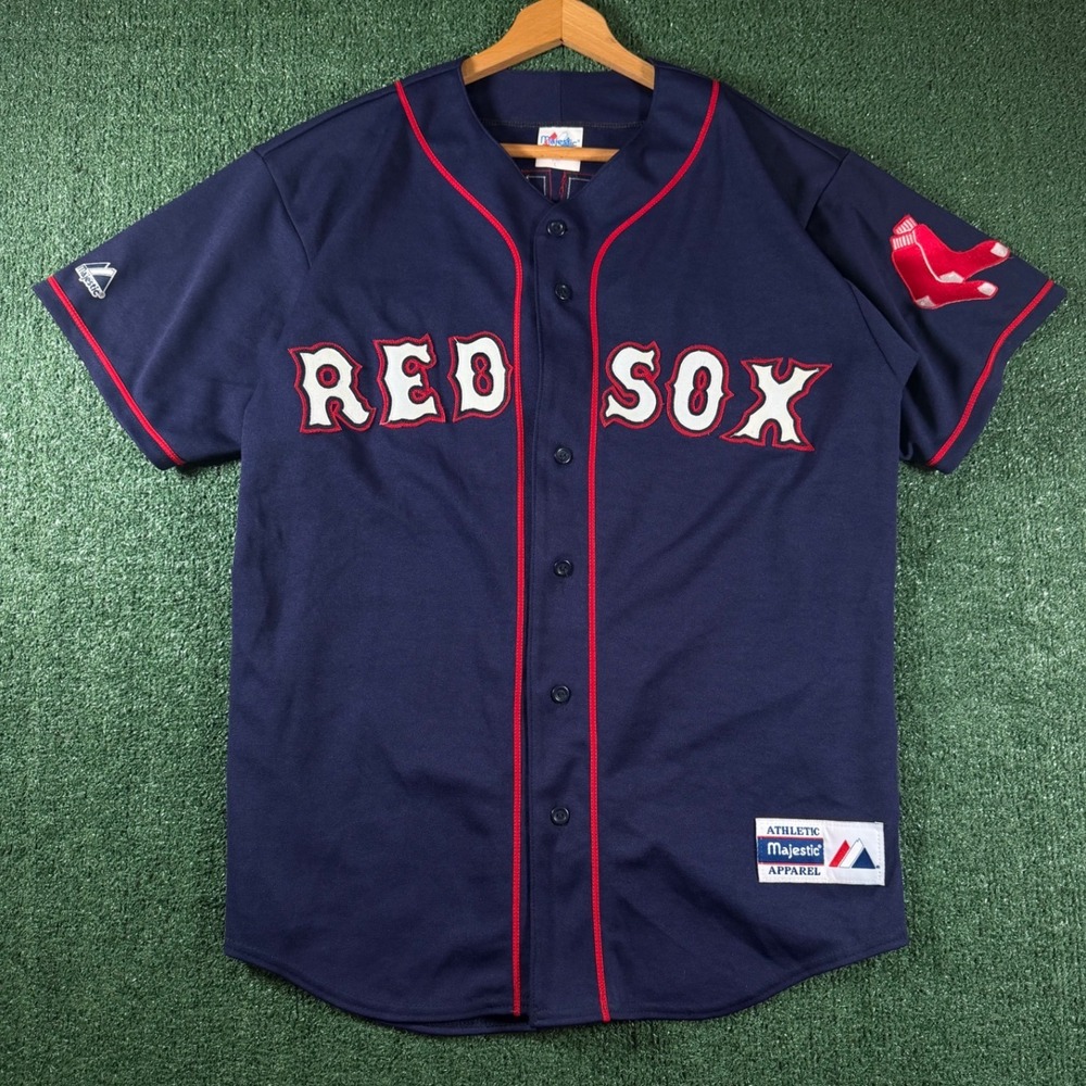 Majestic Baseball Jersey Men L Navy Good Boston Red Sox Ramirez 24 USA Made